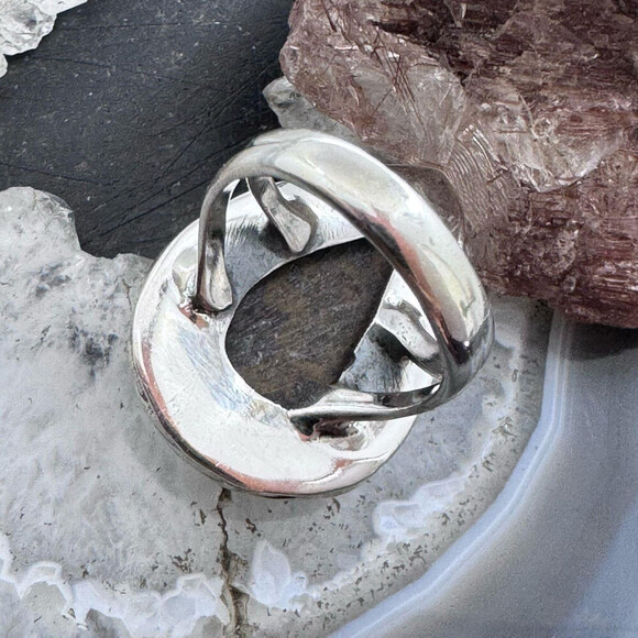 Sterling Southwestern Style Teardrop Moroccan Seam Agate Ring S 6.5 For Women - Picture 7 of 10